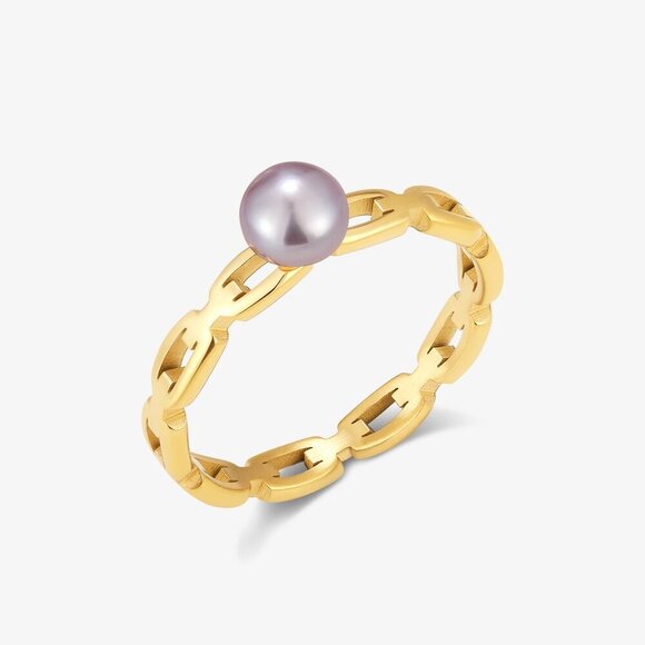 Sera Size Fresh Water Pearl Rings With Link Band - Picture 3 of 3